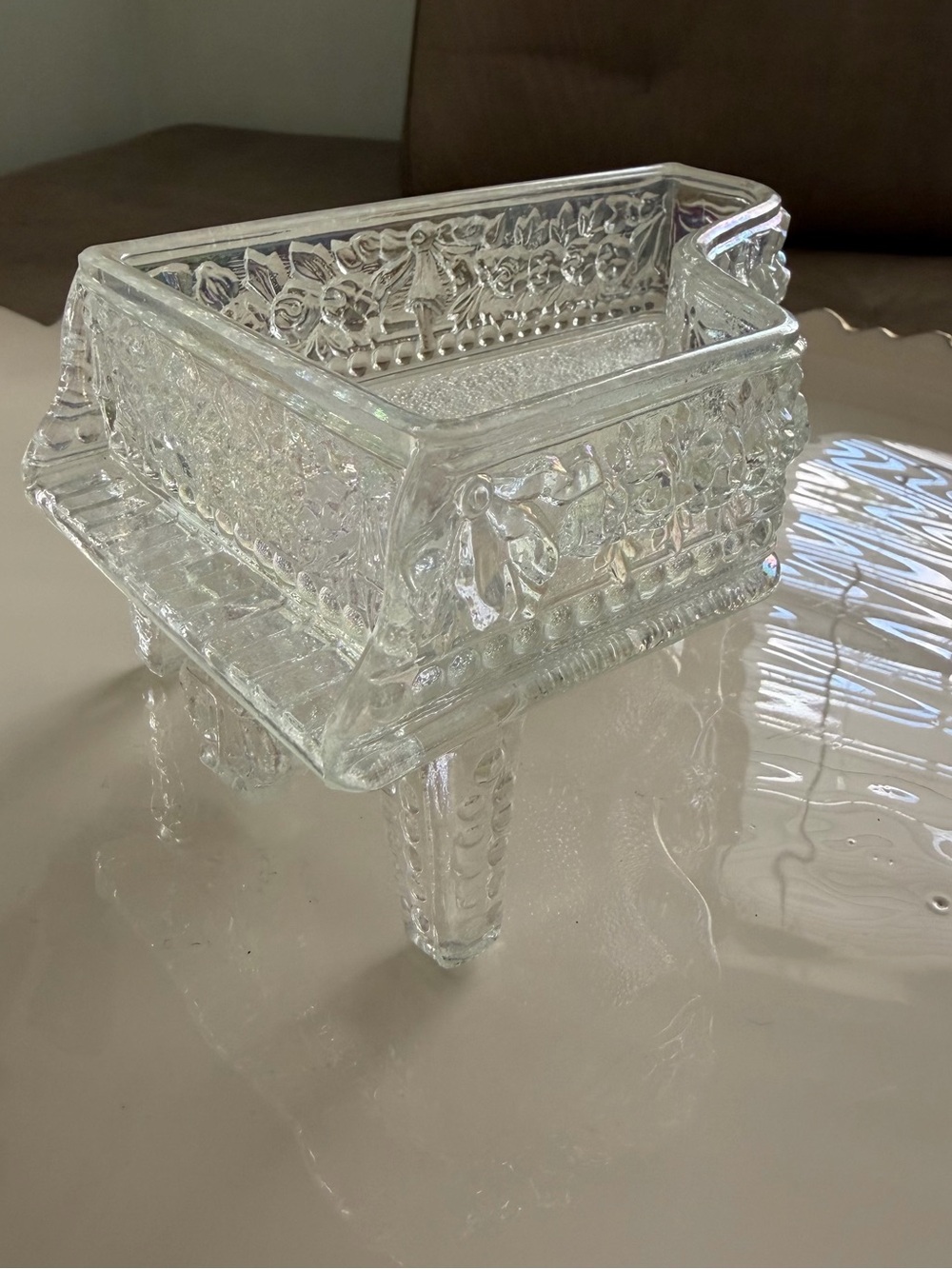 Vintage Mosser Iridescent Glass Grand Piano Dish